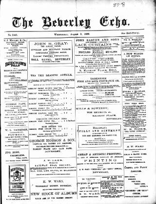 cover page of Beverley Echo published on August 2, 1899