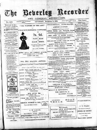 cover page of Beverley and East Riding Recorder published on November 2, 1895