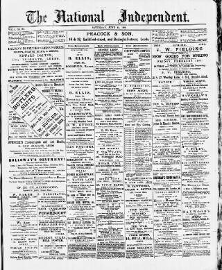 cover page of National Independent and People's Advocate published on June 15, 1889