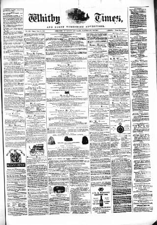cover page of Whitby Times, and North Yorkshire Advertiser published on June 13, 1873