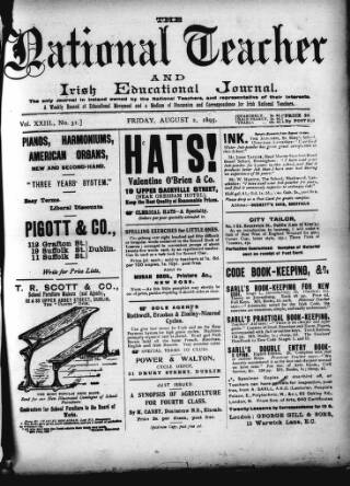 cover page of National Teacher, and Irish Educational Journal (Dublin, Ireland) published on August 2, 1895