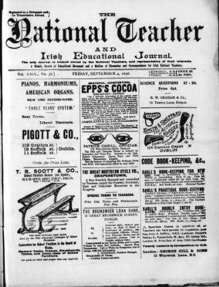cover page of National Teacher, and Irish Educational Journal (Dublin, Ireland) published on September 4, 1896