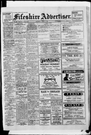 cover page of Fifeshire Advertiser published on April 1, 1944