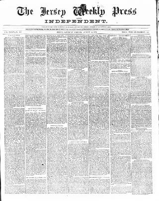 cover page of Jersey Independent and Daily Telegraph published on August 2, 1879