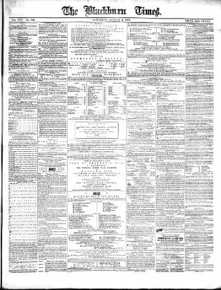 cover page of Blackburn Times published on August 2, 1862