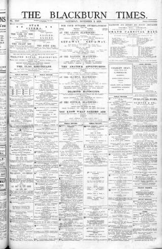 cover page of Blackburn Times published on November 2, 1929