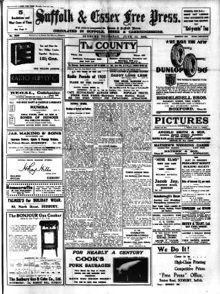 cover page of Suffolk and Essex Free Press published on June 13, 1935