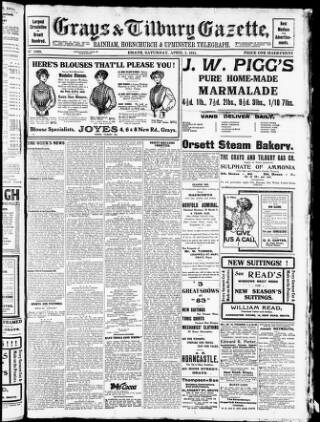cover page of Grays & Tilbury Gazette published on April 1, 1911