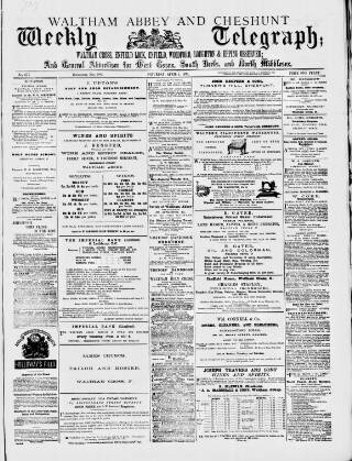 cover page of Waltham Abbey and Cheshunt Weekly Telegraph published on April 1, 1876