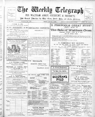 cover page of Waltham Abbey and Cheshunt Weekly Telegraph published on August 2, 1907