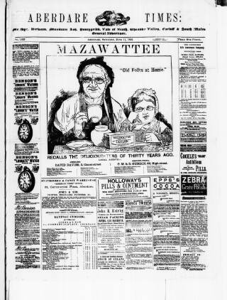 cover page of Aberdare Times published on June 11, 1892