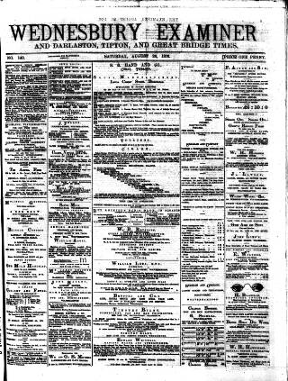 cover page of Midland Examiner and Times published on August 26, 1876