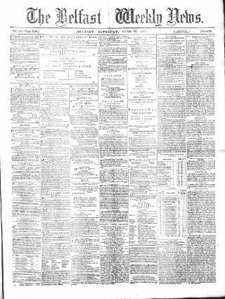 cover page of Belfast Weekly News published on June 13, 1874