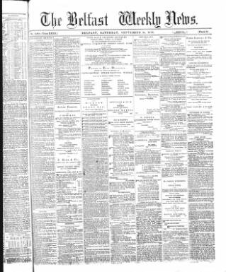 cover page of Belfast Weekly News published on September 28, 1878