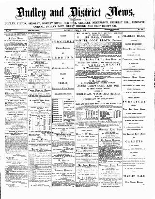 cover page of Dudley and District News published on June 7, 1884