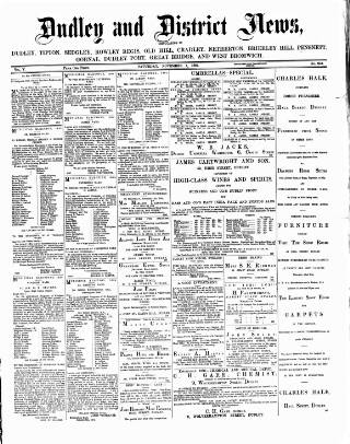 cover page of Dudley and District News published on November 1, 1884