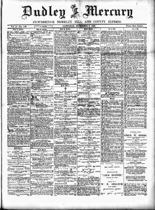 cover page of Dudley Mercury, Stourbridge, Brierley Hill, and County Express published on November 2, 1889