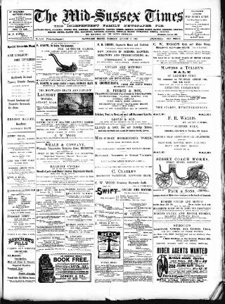 cover page of Mid Sussex Times published on August 2, 1904
