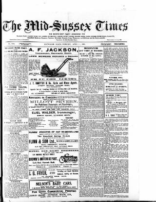 cover page of Mid Sussex Times published on April 1, 1919