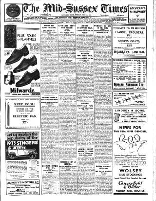 cover page of Mid Sussex Times published on June 13, 1933