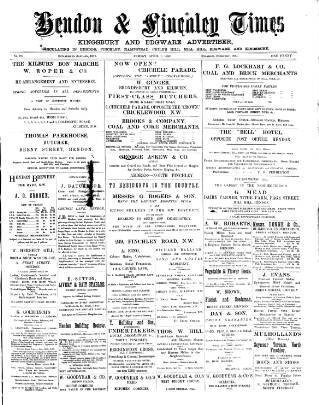 cover page of Hendon & Finchley Times published on April 1, 1892