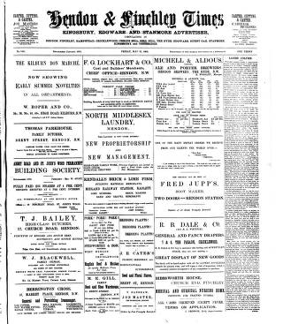 cover page of Hendon & Finchley Times published on May 22, 1903