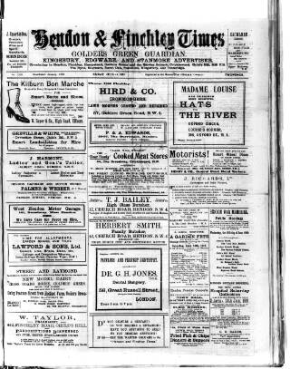 cover page of Hendon & Finchley Times published on June 13, 1919