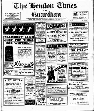 cover page of Hendon & Finchley Times published on May 22, 1931
