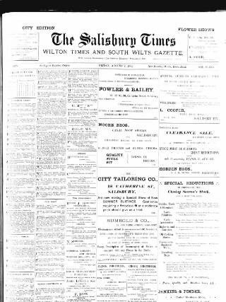 cover page of Salisbury Times published on August 2, 1901