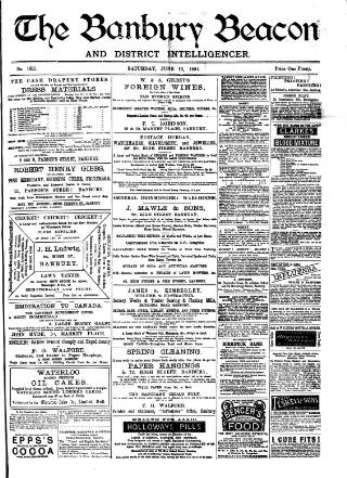 cover page of Banbury Beacon published on June 13, 1891