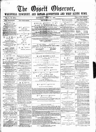 cover page of Ossett Observer published on April 1, 1876