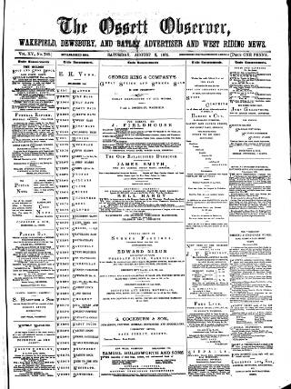 cover page of Ossett Observer published on August 2, 1879