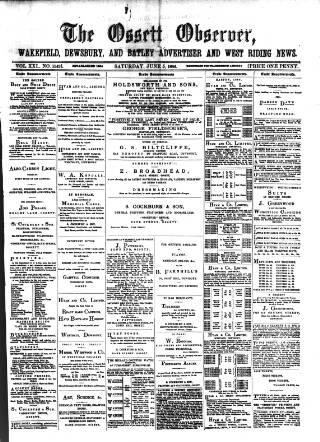 cover page of Ossett Observer published on June 5, 1886