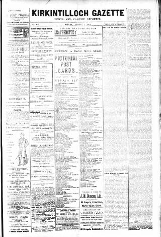 cover page of Kirkintilloch Gazette published on August 2, 1912