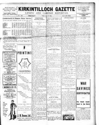 cover page of Kirkintilloch Gazette published on June 13, 1919