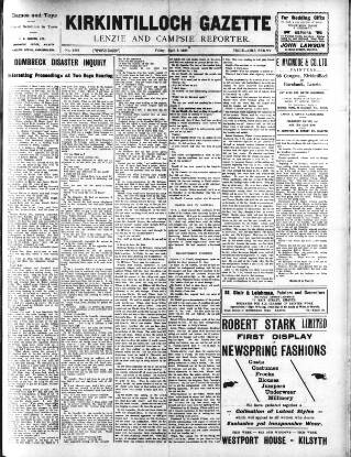 cover page of Kirkintilloch Gazette published on April 1, 1938