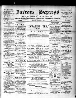 cover page of Jarrow Express published on August 2, 1889