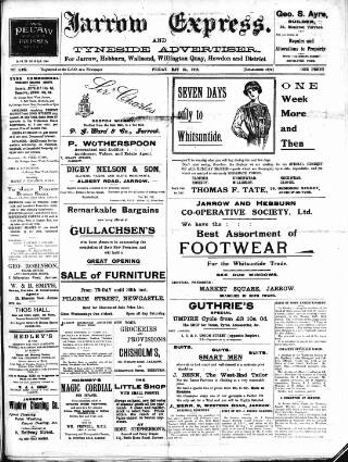 cover page of Jarrow Express published on May 22, 1914