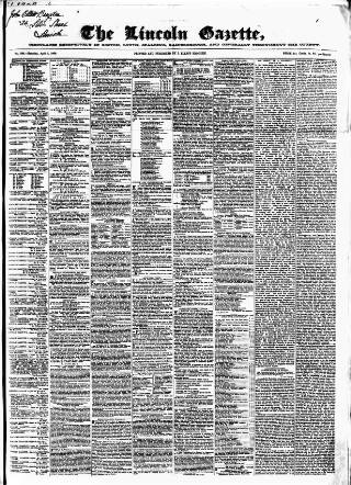 cover page of Lincoln Gazette published on April 1, 1865