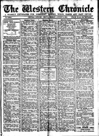 cover page of Western Chronicle published on August 2, 1918