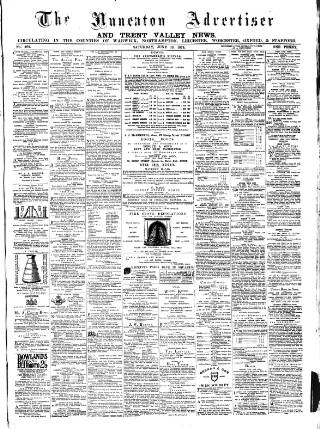 cover page of Nuneaton Advertiser published on June 13, 1874