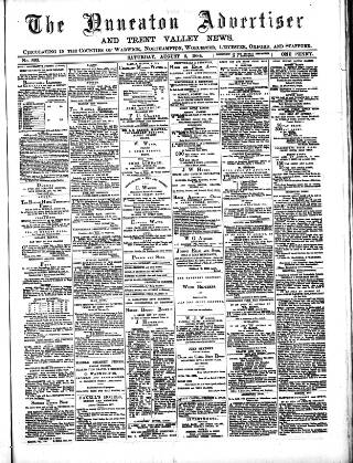 cover page of Nuneaton Advertiser published on August 2, 1884