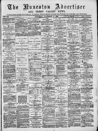 cover page of Nuneaton Advertiser published on November 2, 1889