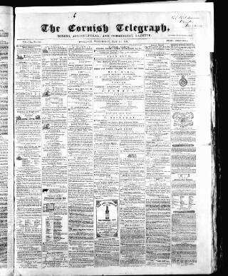 cover page of Cornish Telegraph published on May 22, 1861