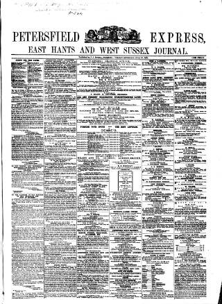 cover page of Petersfield Express published on June 13, 1865