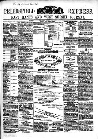 cover page of Petersfield Express published on November 2, 1869