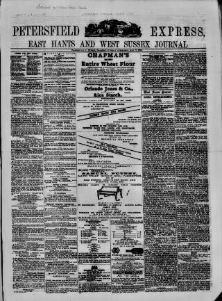 cover page of Petersfield Express published on August 2, 1870