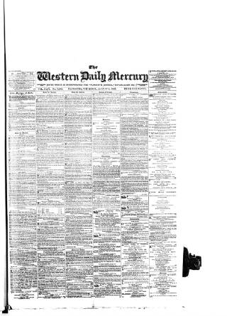 cover page of Western Daily Mercury published on August 2, 1883