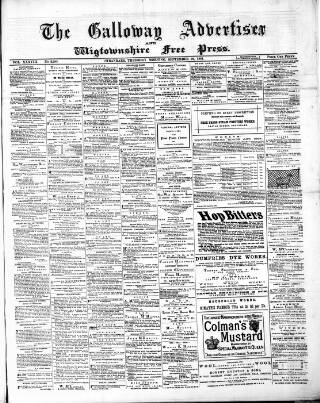 cover page of Galloway Advertiser and Wigtownshire Free Press published on September 22, 1881