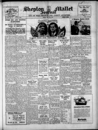 cover page of Shepton Mallet Journal published on May 22, 1953